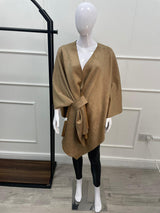 Women's Ladies Tie Knot Poncho in Suede Super Soft Material