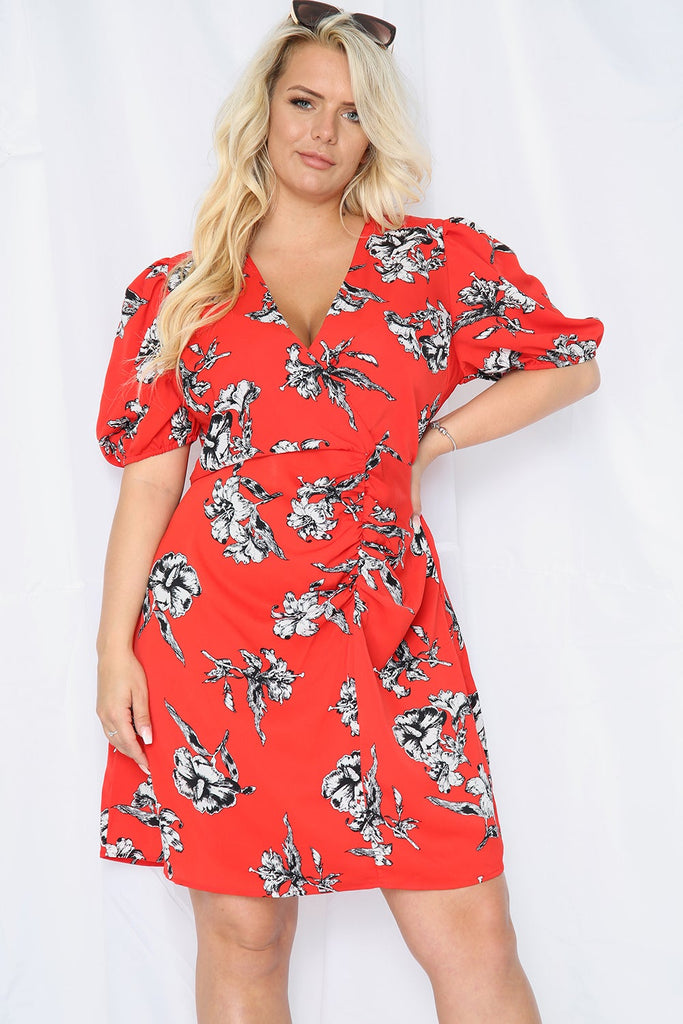 Missguided plus wrap midi dress in hot sale floral print