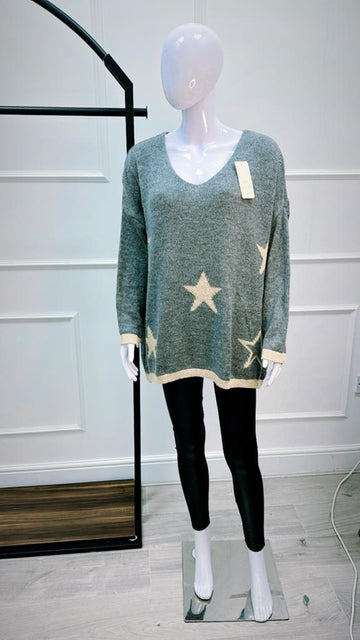 Oversized Little Star Pattern Jumper